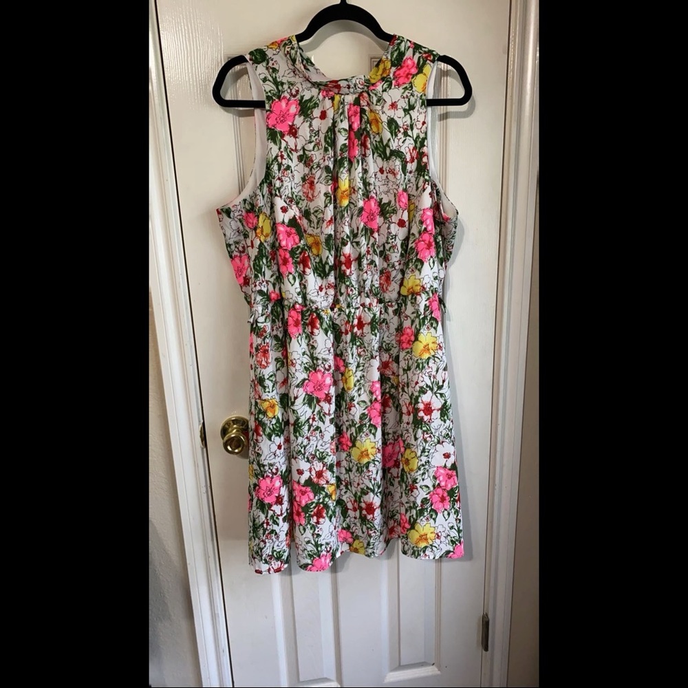 White multicolored floral sleeveless dress